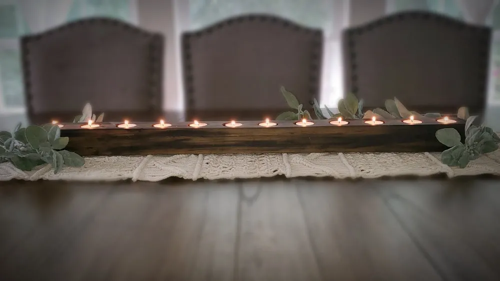 Tea Light Centerpiece | 3 Feet Long | Rubbed Ebony Finish