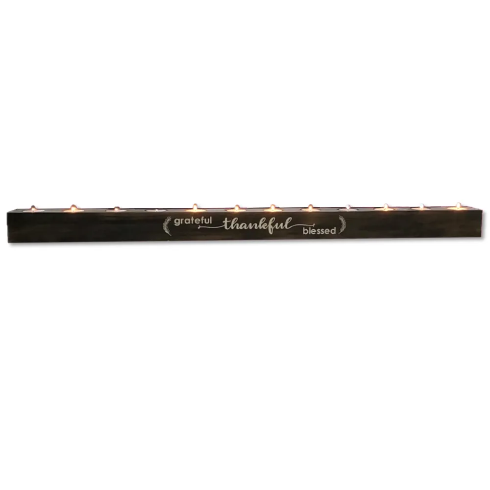 Tea Light Centerpiece | 3 Feet Long | Rubbed Ebony Finish