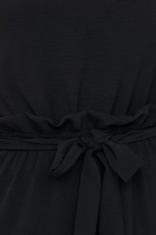 TEEK - Black Sleeveless One Shoulder Waist Tie Jumpsuit