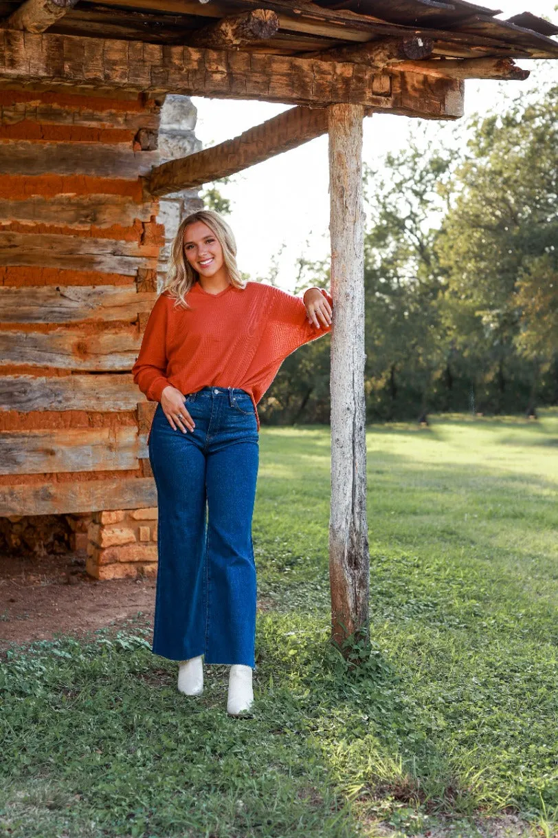 The Dakota True Blue Wide Leg with Fray Hem