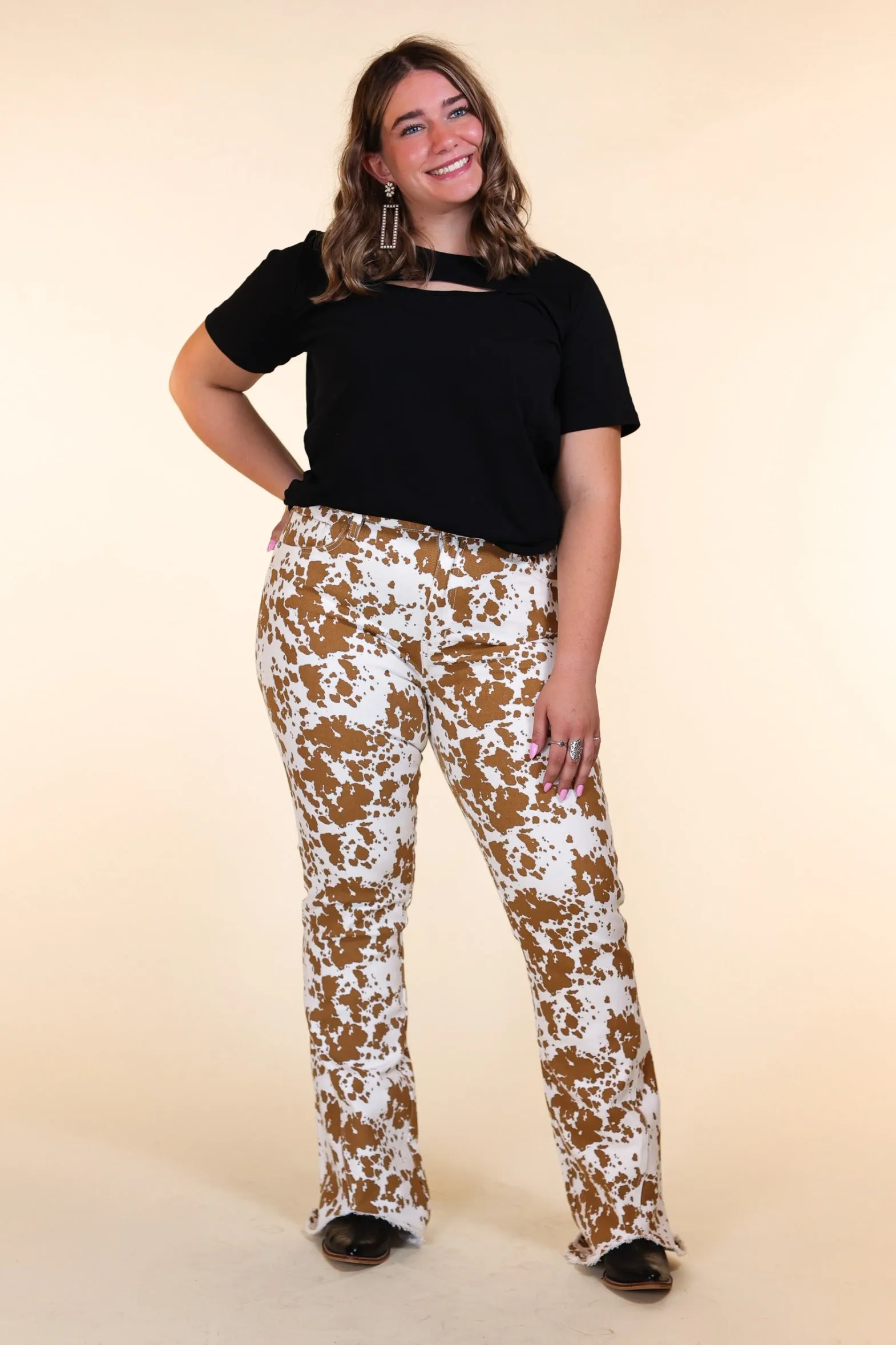 The Sadie Cowhide Flare With Fray Hem