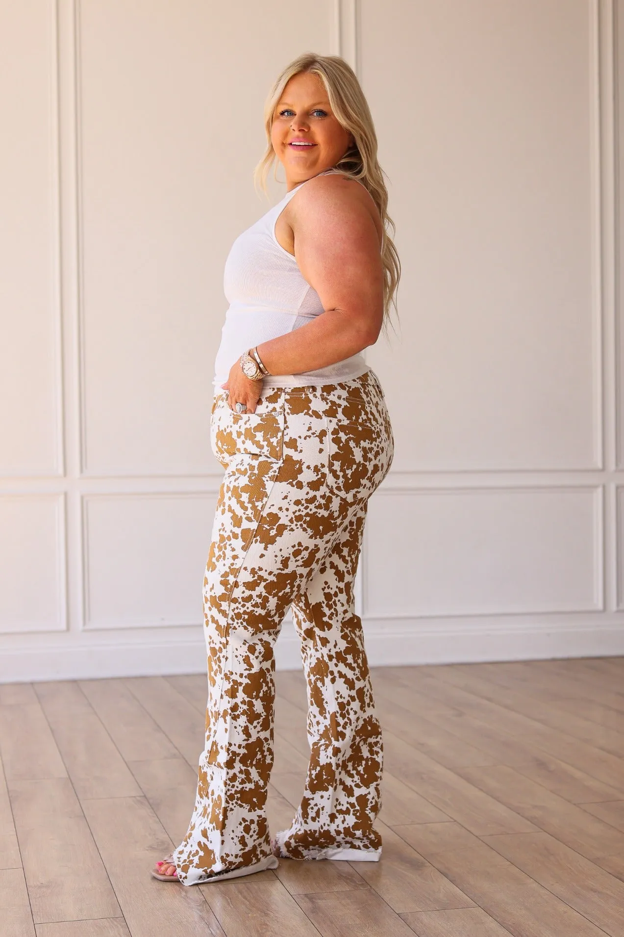The Sadie Cowhide Flare With Fray Hem