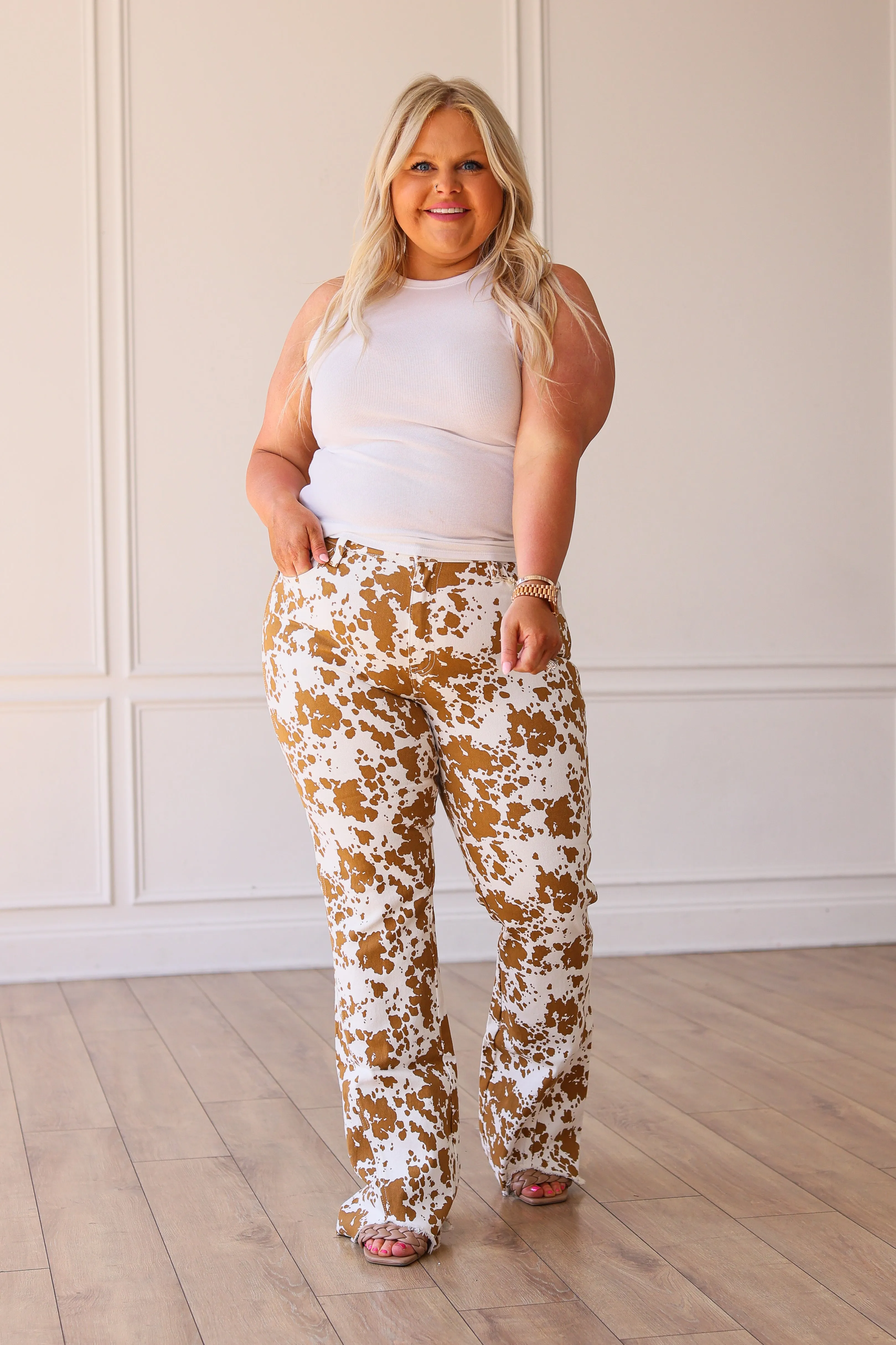 The Sadie Cowhide Flare With Fray Hem