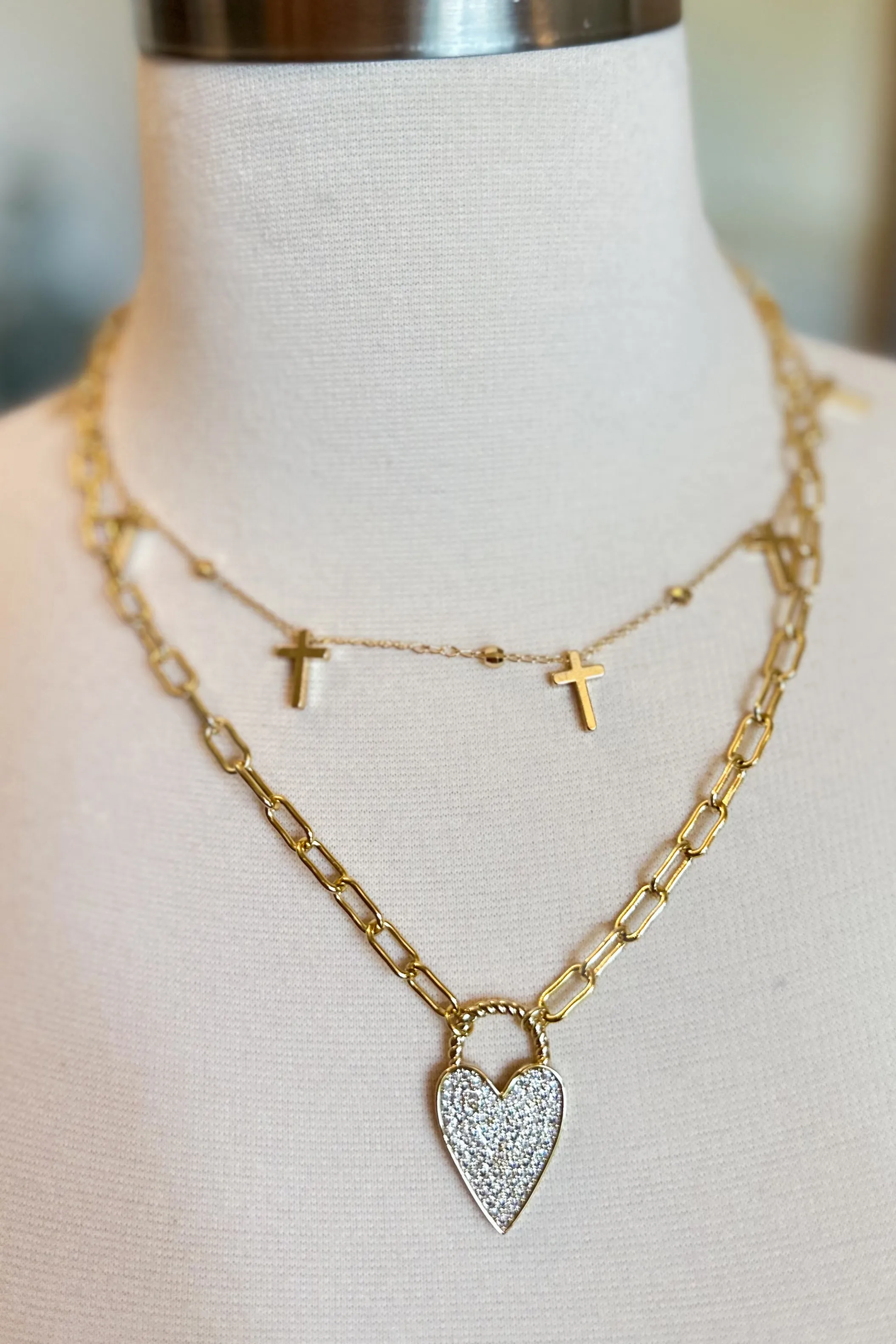 Treasure Jewels Multi Cross Gold Necklace