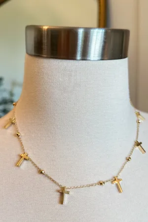 Treasure Jewels Multi Cross Gold Necklace